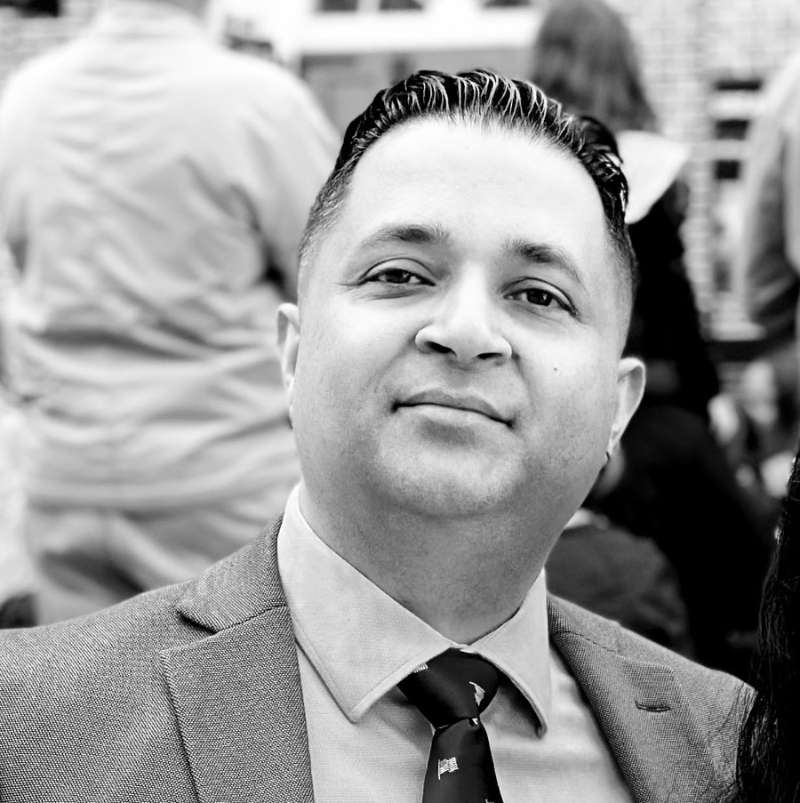 Black and white portrait of Arbin Timilsina